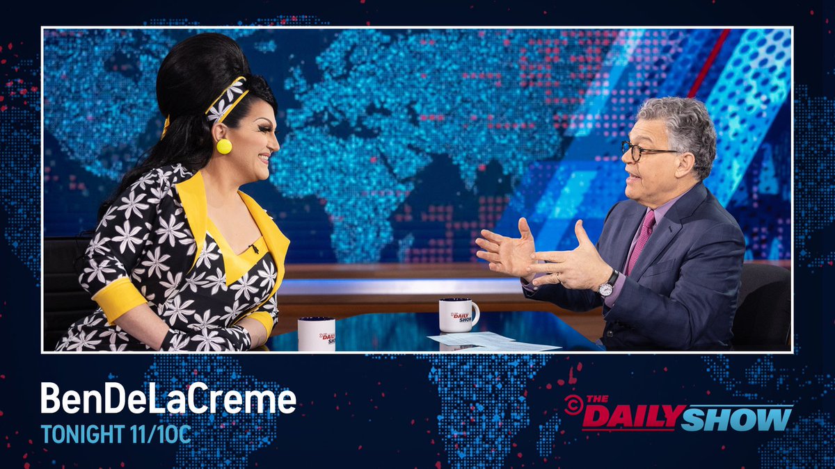TheDailyShow's tweet image. TONIGHT: @bendelacreme is here to talk about how drag saved her life and the ACLU’s Drag Defense Fund!