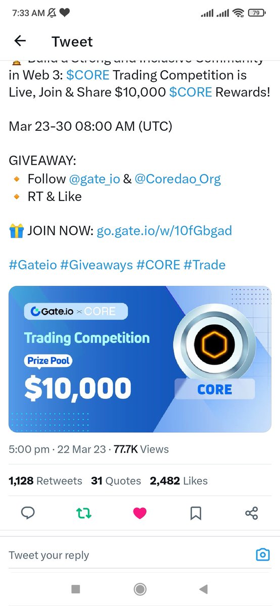 Ki372003's tweet photo. @gate_io @Coredao_Org Done boss ❤ https://t.co/U9eyDxV7kz