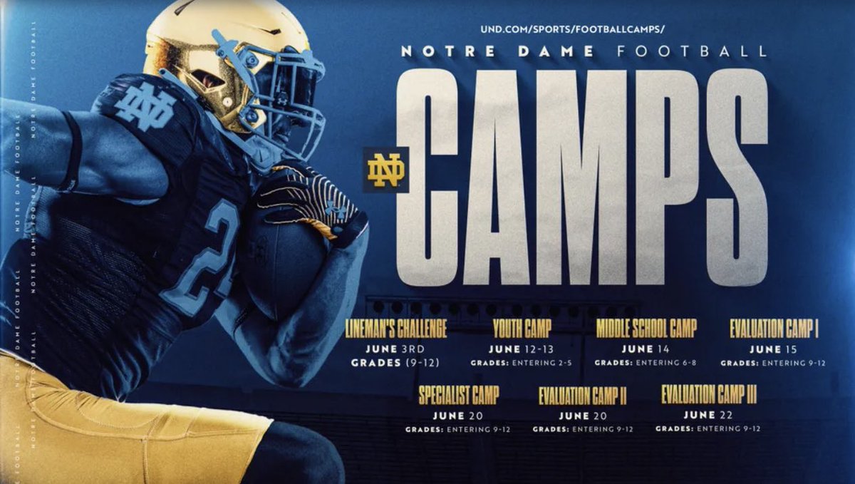 Thank you @NDFootball for the camp invite! Can’t wait to compete!!!