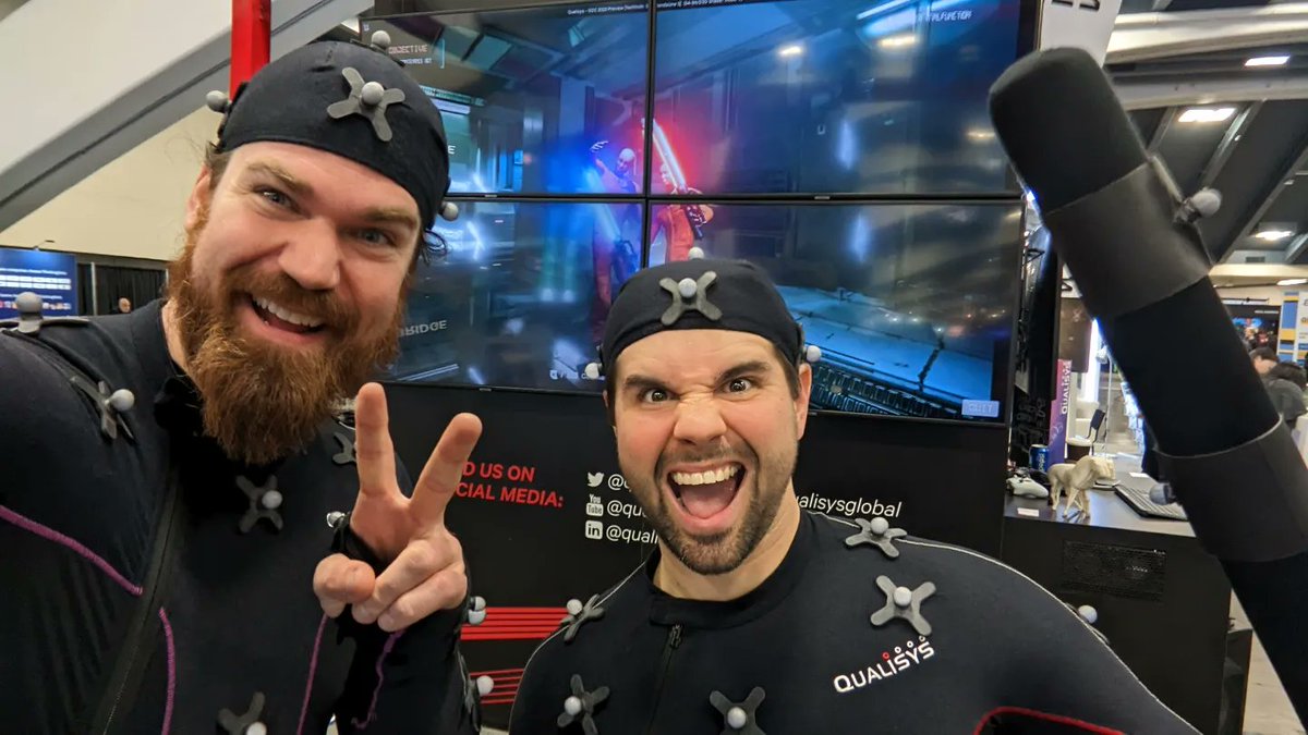 MichaelDeCamp's tweet image. Having a good time at @Official_GDC playing in the @qualisysab booth with Bob Gardener. If you're at the convention, come by and say hi!
#gdc #gamedevelopersconference #mocap #actor #actionactor #voiceactor #stuntman #sanfrancisco