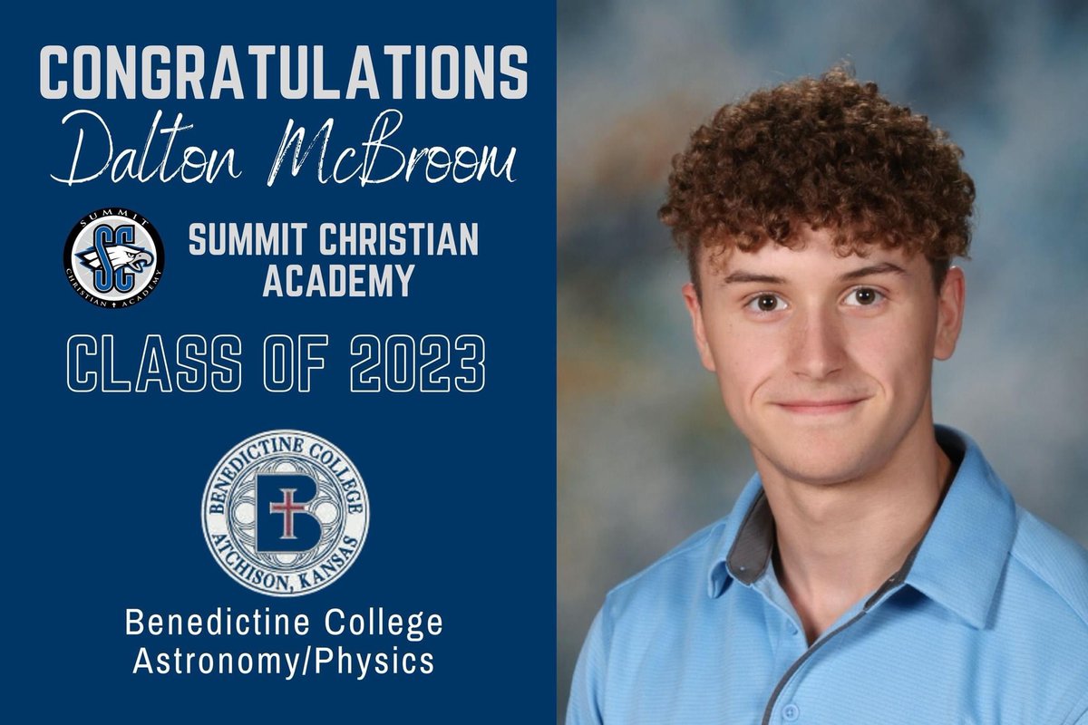 summitacademye1's tweet photo. We are excited to announce members of the SCA Class of 2023 and their future plans! Congrats Dalton!
#SCASeniorShoutout23 #SCAClassof23 #BenedictineCollege #BenedictineRavens
#SCASeniorShoutout23 #SCAClassof23 #BenedictineCollege #BenedictineRavens https://t.co/cSnGUHHfVa