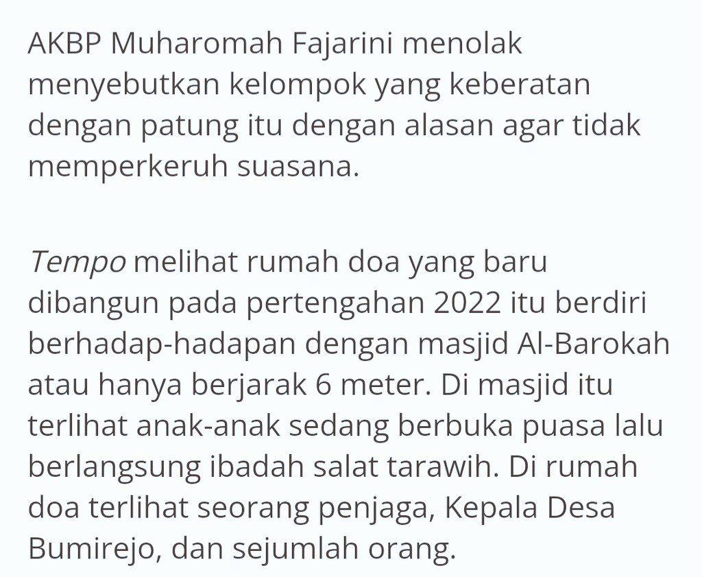 Yang lucu, Pres Conference tersebut menekankan titik persoalan pada PEMILIK PATUNG, bukan ORMASnya

Tetapi publik ga SEBODOH itu

Bahkan Kapolres Kuloprogo MENOLAK menyebut kelompok yang KEBERATAN dgn alasan tdk memperkeruh suasana

Artinya ada dugaan INTIMIDASI, ada PENOLAKAN