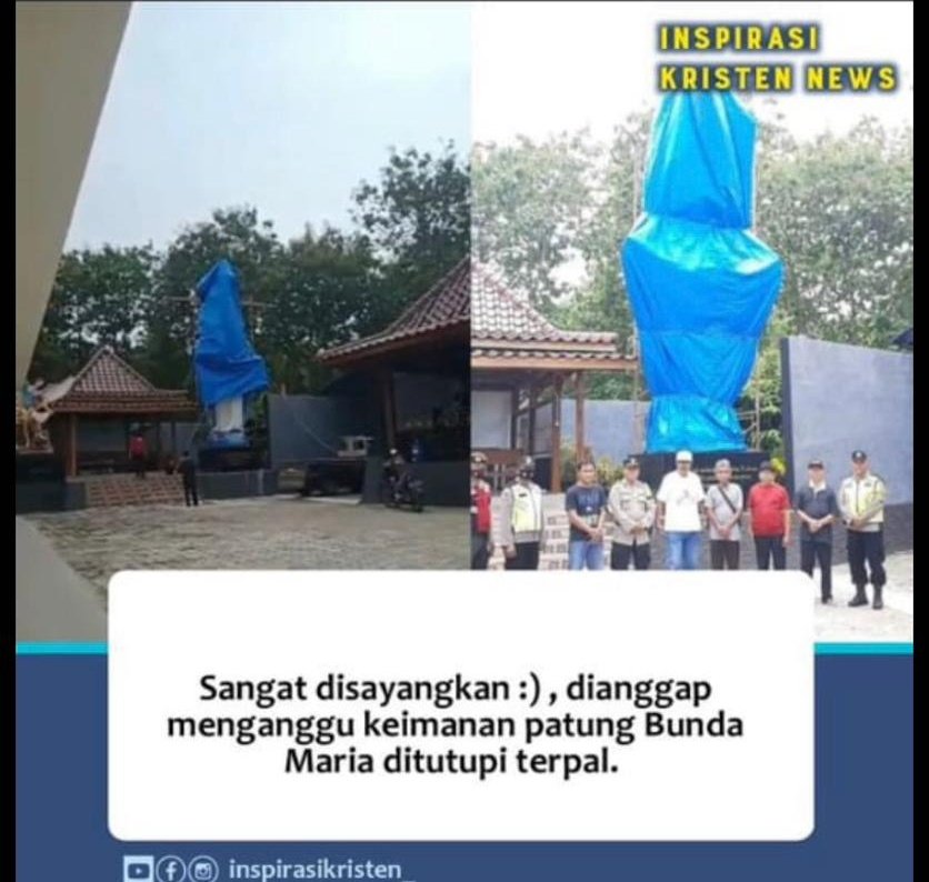 Jangan berusaha MEMBOHONGI logika Publik

Penutupan patung Bunda Maria tsb berawal dari TEKANAN Ormas, bukan atas kemauan pemilik

Yang ditekankan di press konference adl pemilik meminta patung ditutup dgn alasan mengurus administrasi dan sosialisasi
