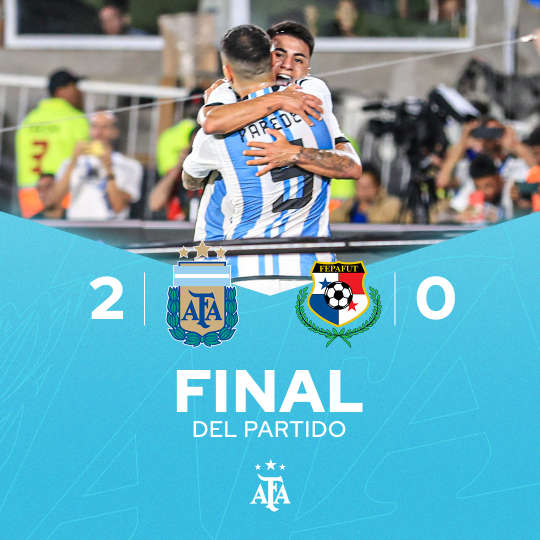 🏆 #SelecciónMayor - #Amistoso

⚽ <a href="/Argentina/">🇦🇷 Selección Argentina ⭐⭐⭐</a> 🇦🇷 2 (Thiago Almada y Lionel #Messi) 🆚 #Panamá 🇵🇦 0

👉 ¡Final del partido!
