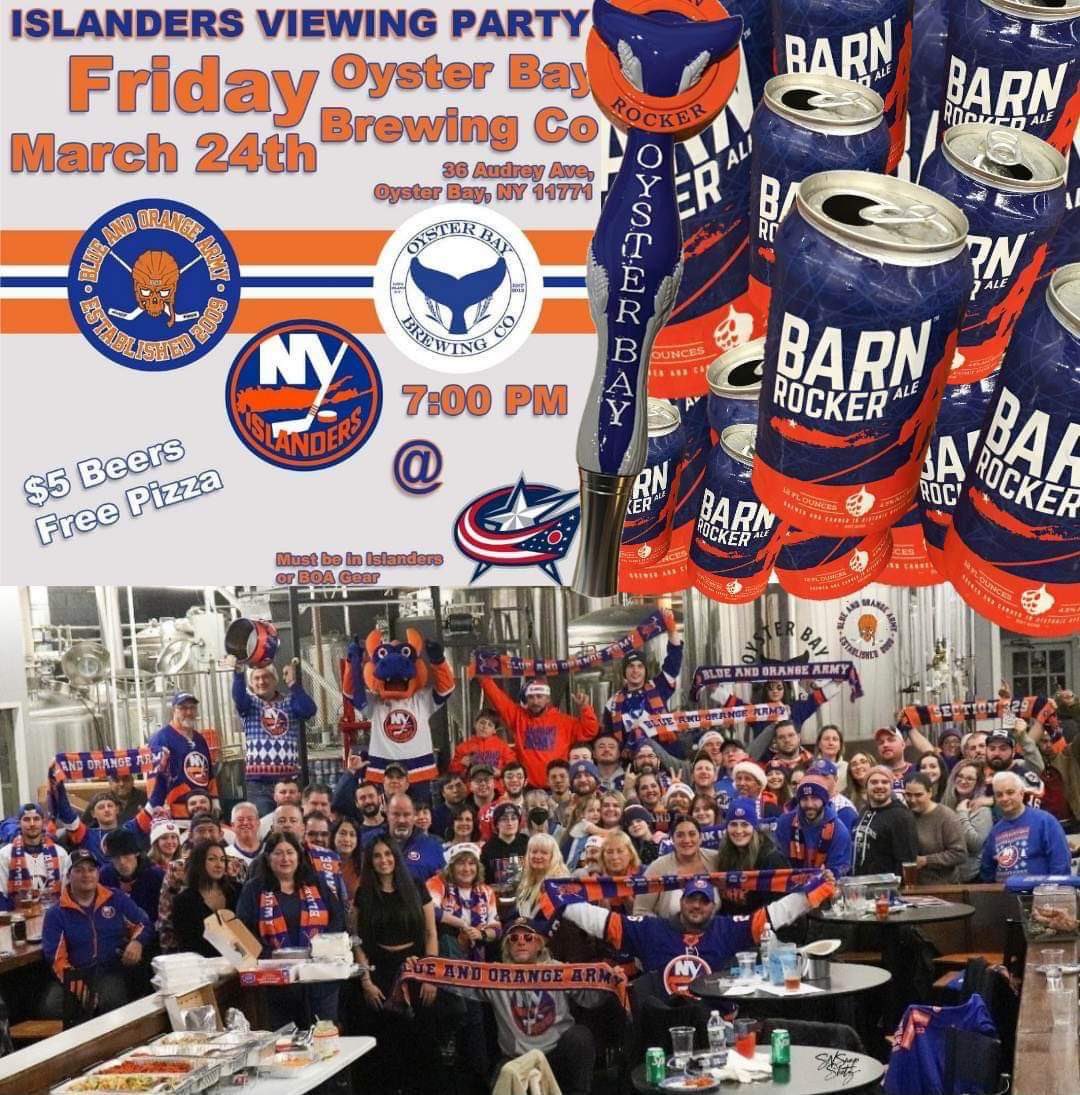 Section_329's tweet photo. The next #BOAIVP is tomorrow night!! Join us at @oysterbaybrewing and help support our #Isles! Reminder, wear #Isles and/or #BOAgear for $5 beers and free pizza!!!
.
.
.
.
.
#BOA329 #LGI #ISLES #ISLANDERS #ISLANDERcountry #ISLESnation #YESYESYES https://t.co/n7FqjIgvND