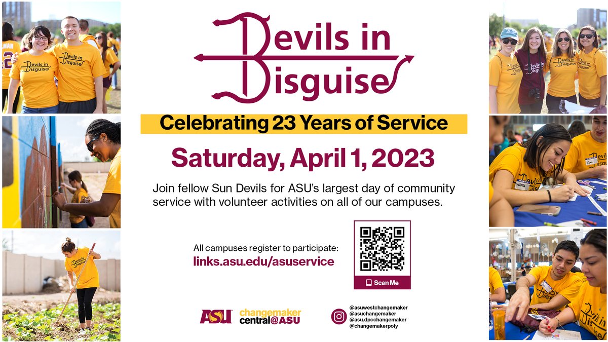 Ad: Join fellow Sun Devils for ASU’s largest day of community service with volunteer activities on all our campuses. Register to participate: links.asu.edu/did