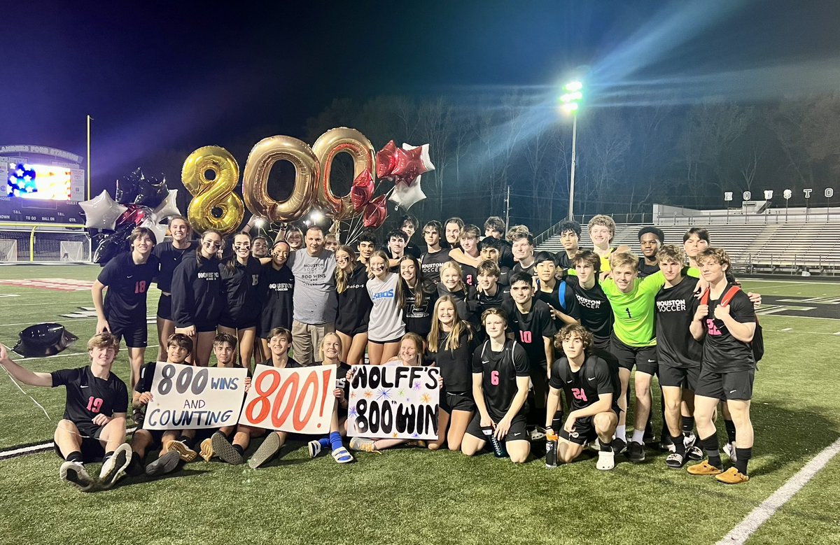 Winningest coach in Shelby County - 800th win for Coach David Wolff! Congrats! #houstonsoccer #wearehouston #800andcounting