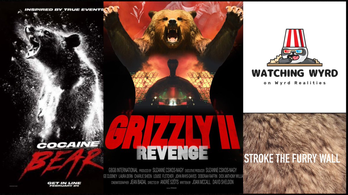 WyrdRealities's tweet image. Going live at 10pm EST/ 7 pm PST
Tonight on Watching Wyrd "#CocaineBear vs #Grizzly2 the Revenge!" 
Trust me there will be snark. Tune in! 
Live streaming on @WyrdRealities Network on Twitter, Facebook, and YouTube. 
linktr.ee/wyrdrealities
that is wyrd with a "y."

#moviereview