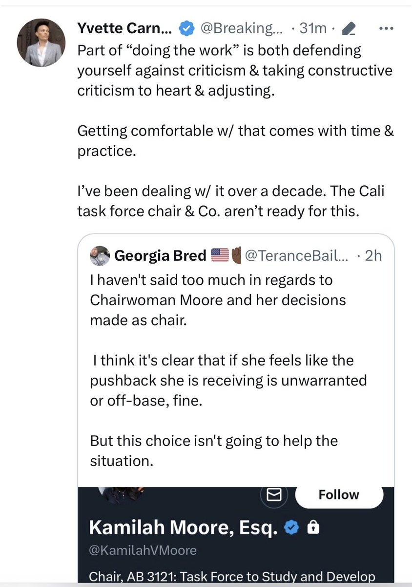 RealNyhiem's tweet photo. Yvette Carnell has blocked EVERYBODY from the reparations movement that is not in her cult. Now, she and her cult are complaining about being blocked by sister Kamilah. This devil is the EPITOME of a narcissistic sociopath. https://t.co/9ugnHnI3TI