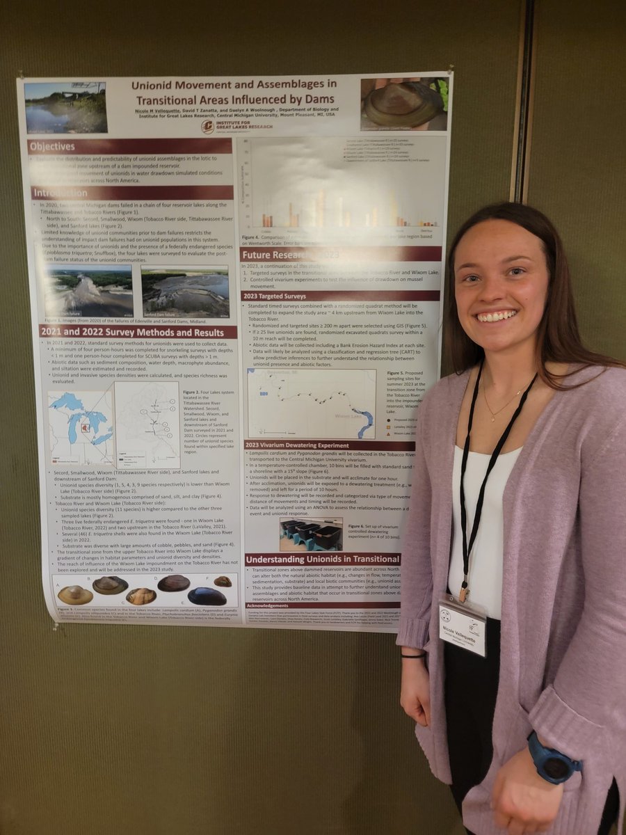 ShaySuzann's tweet photo. Check out our @Cmich_Biology Graduate and undergraduate students #KillingIt at the #MichiganAFS 2023 poster session! So much great research, so little time ⏳️
#MIAFS @DaveZanatta @MusselLab_DW @cmichSE @MichiganDNR https://t.co/Zc6vKZTNom