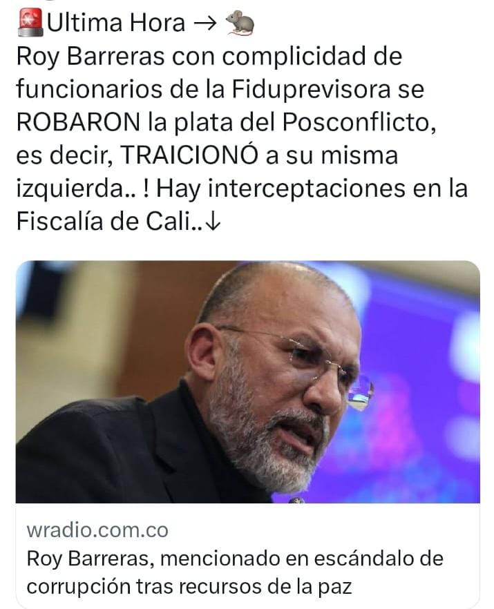 ATENCIÓN URGENTE ULTIMA HORA COLOMBIA ROY BARRERAS ESTA METIDO EN UN MEGA ESCANDALO DE CORRUPCIÓN SI LA JUSTICIA CUMPLE SU FUNCION ESTE BANDIDO DEBE SER DESTITUDO E IR A PRISION