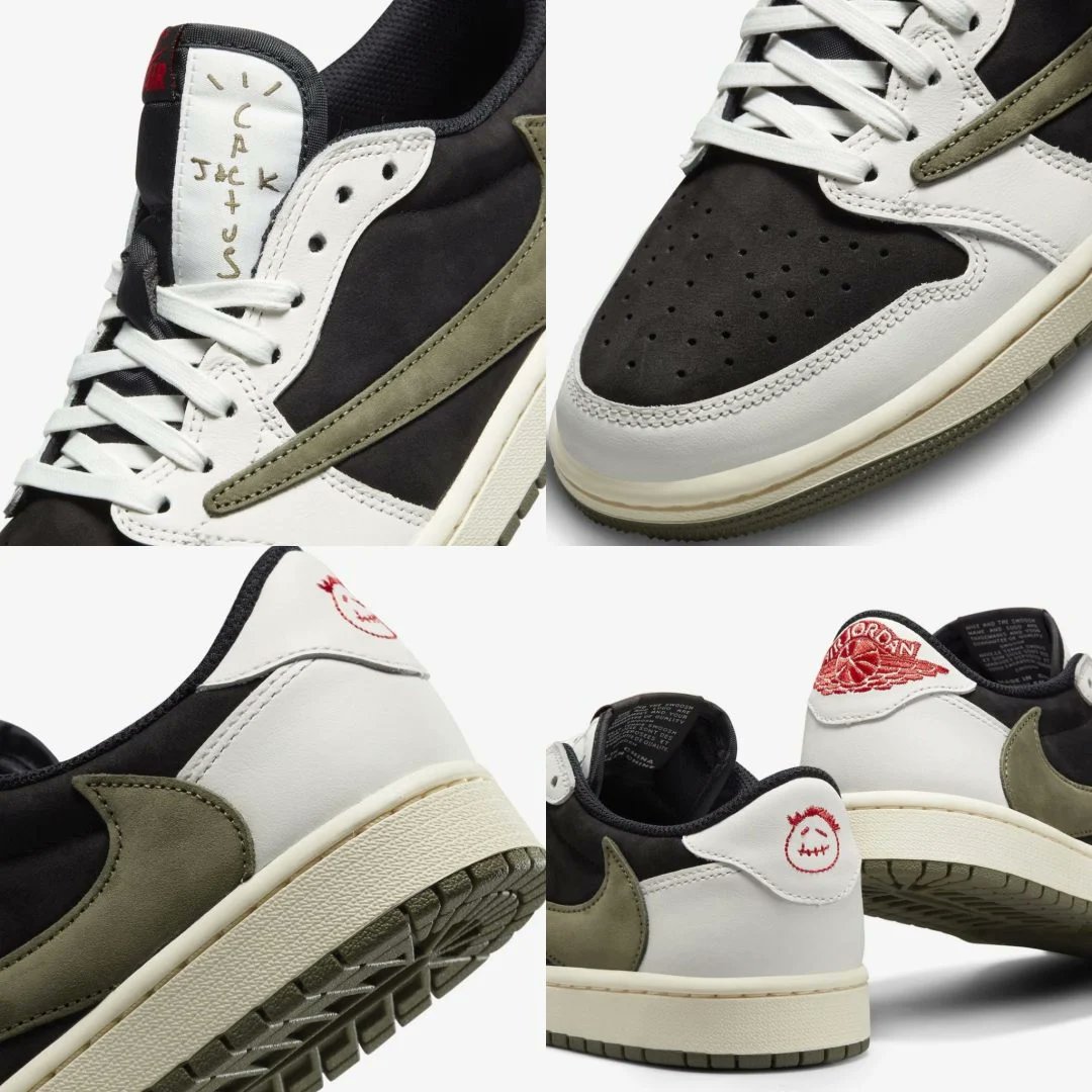 godmeetsfashion's tweet photo. SNKRSの商品ページが公開。TRAVIS SCOTT × NIKE WMNS AIR JORDAN 1 LOW OG OLIVEが4/26(土)に国内発売予定【販売店舗掲載中】 
https://t.co/HCrj45u2ls https://t.co/gw93dGh8rg