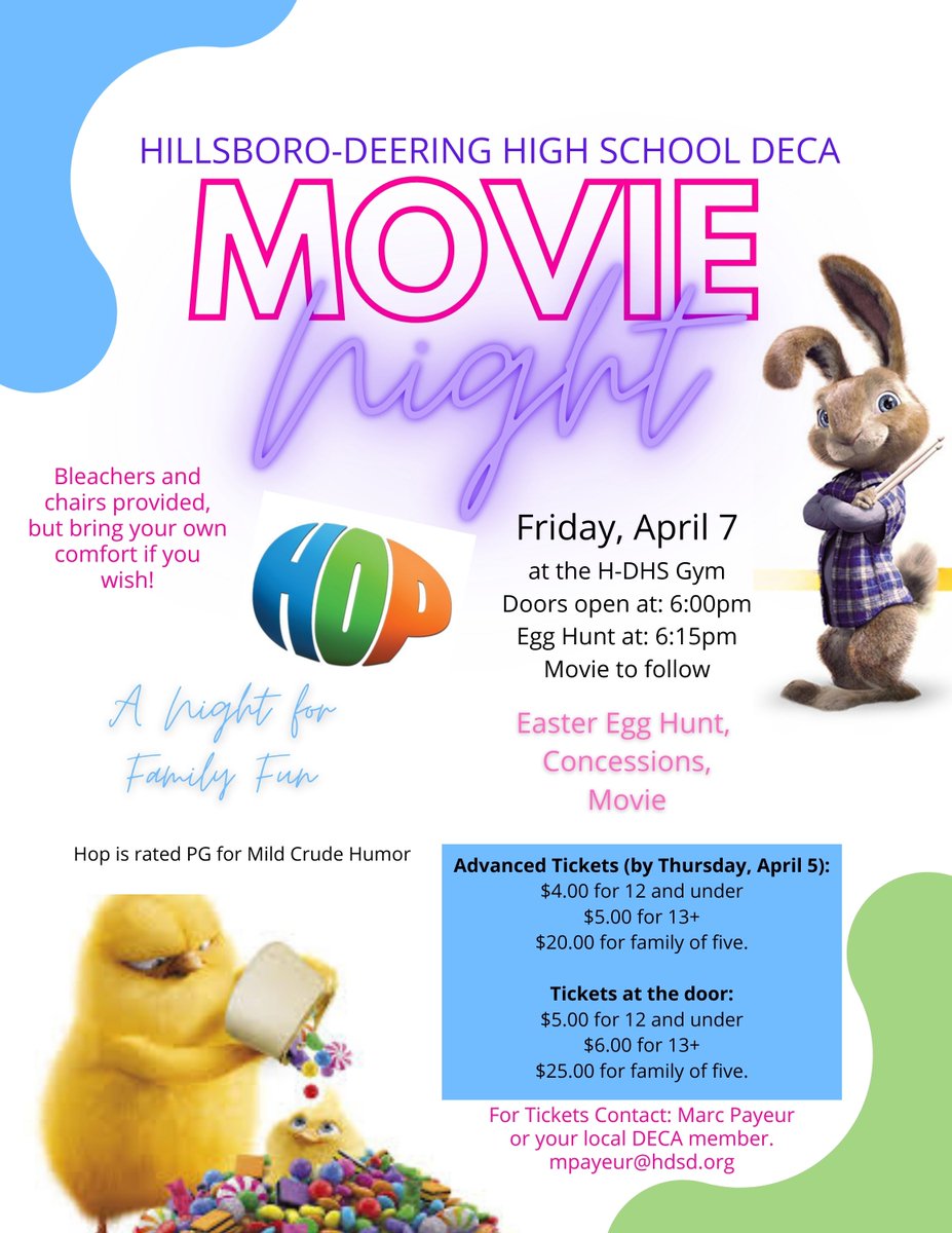 Join us for a Movie Night and Easter Egg Hunt on Friday April 7!  #hdhspride #hdmspride #hdespride #sau34pride