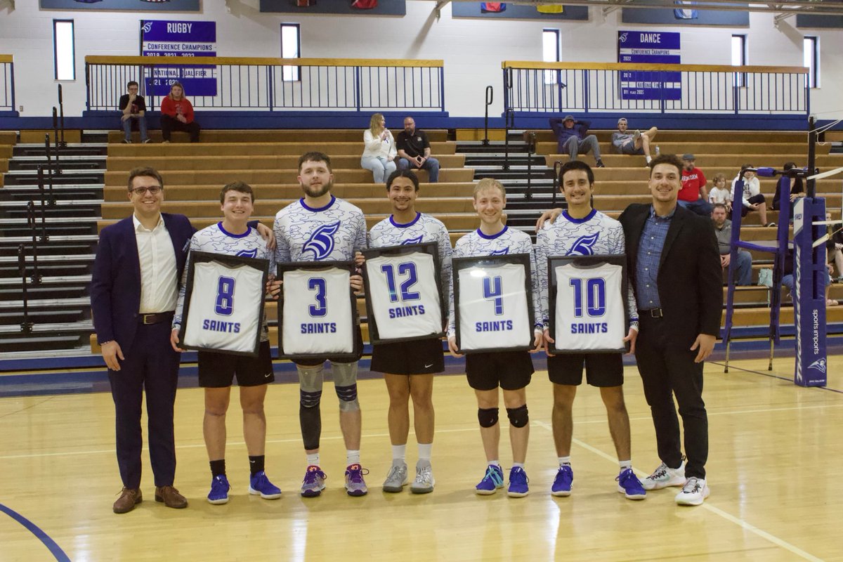 tmusaints's tweet photo. Tonight we honored the five seniors from the men's volleyball team. Thank you for all your hard work and dedication. Good luck in the future!
@Saints_MVB
#LetsGoSaints https://t.co/c4ffFxOGMl