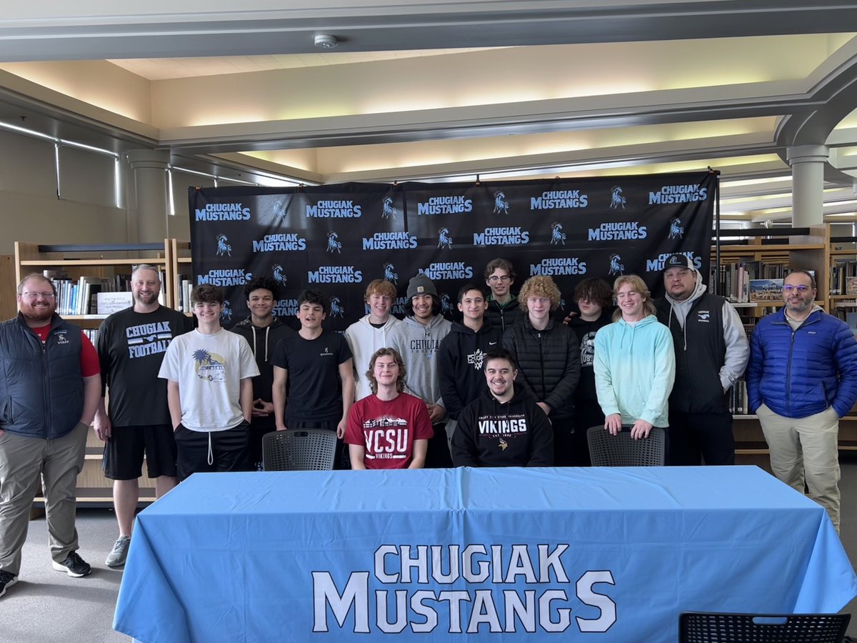 We have another <a href="/VCSUVikings/">VCSU Vikings</a> <a href="/VCSU_Football/">VCSU Football</a> With fam, team, coaches &amp; staff Rotuma Tonu signed letter of intent! We’ve 💙’d watching you grow on/off the field into an amazing young man, &amp; can’t wait to see what your future holds! We know you’ll do great things! #chugiakmustangs