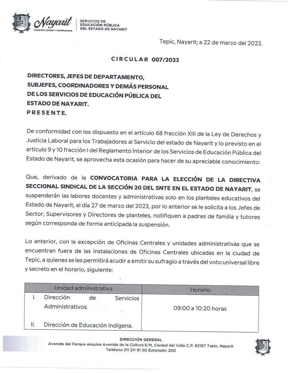 snte20nayarit's tweet photo. LUNES 27 DE MARZO HABRÁ SUSPENSIÓN DE LABORES DOCENTES Y ADMINISTRATIVAS EN LOS CENTROS ESCOLARES. 
El propósito es que cada uno acudamos a VOTAR por la #Democracia, la defensa de nuestros #DerechosSindicales, pero sobre todo, nuestra #AutonomíaSindical. https://t.co/XBfyN2SI6W
