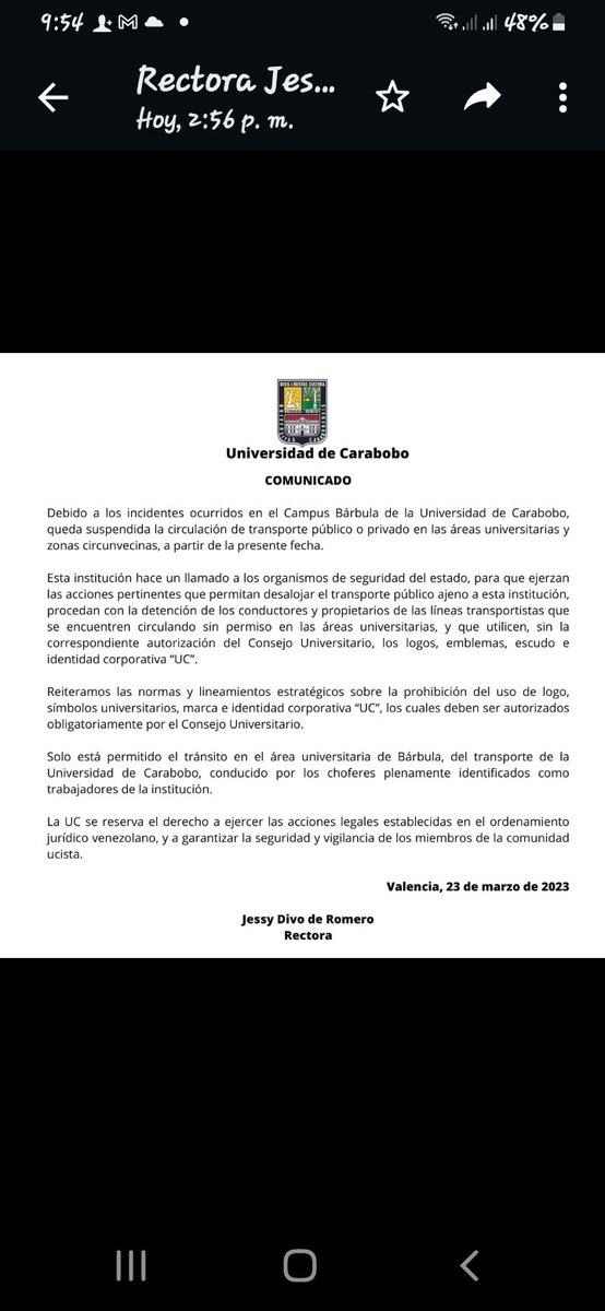 DirDepUC's tweet photo. A toda la Comunidad Universitaria y Carabobeña !!! https://t.co/RxLbz78xeL