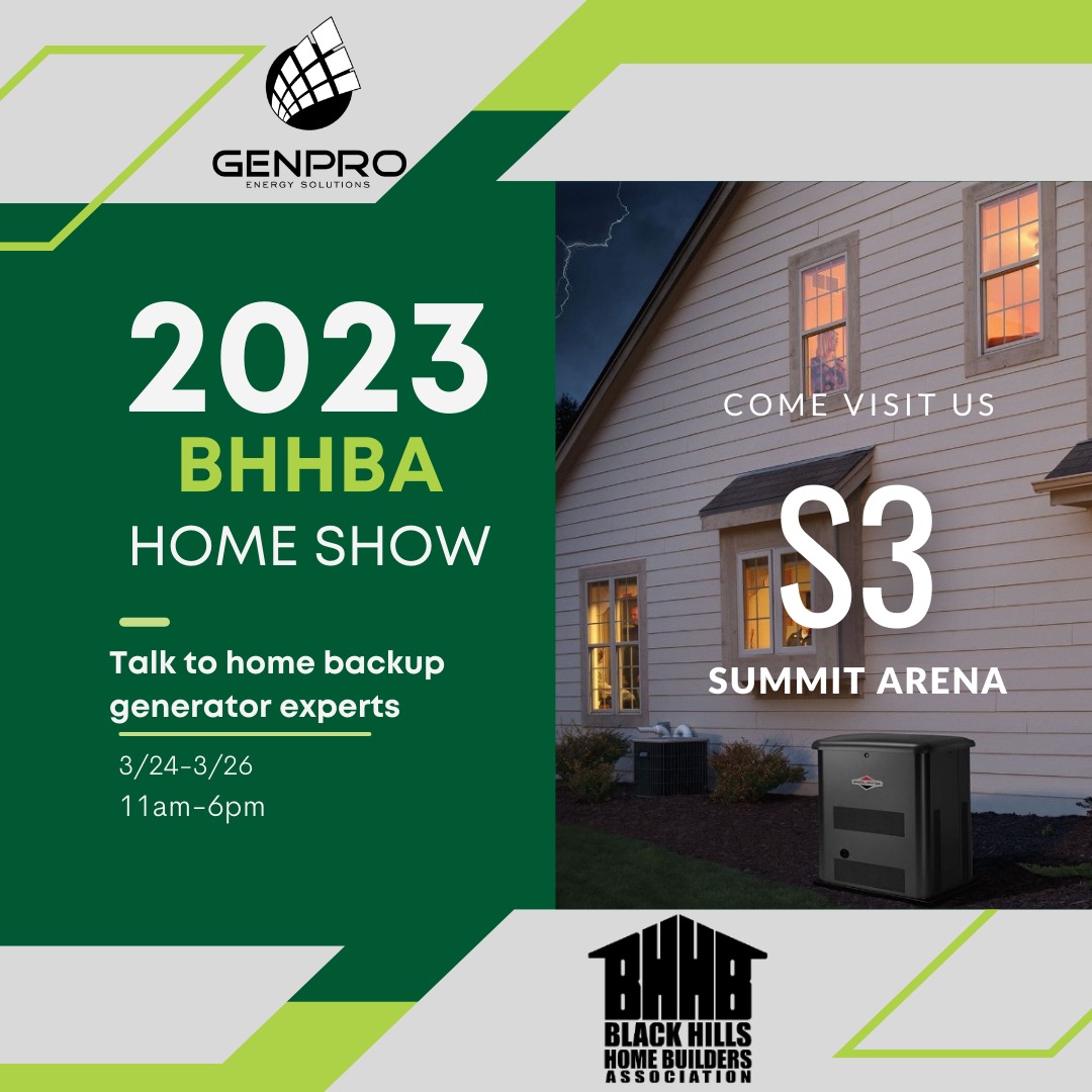 GenProEnergy's tweet photo. GenPro Energy Solutions is proud to serve South Dakota for 20+ years in home backup generators. Come see us at 2023 BHHBA Home Show!
Home backup generators can provide peace of mind and independence there are power outages and the grid going down. https://t.co/gsmPkcPlLk
