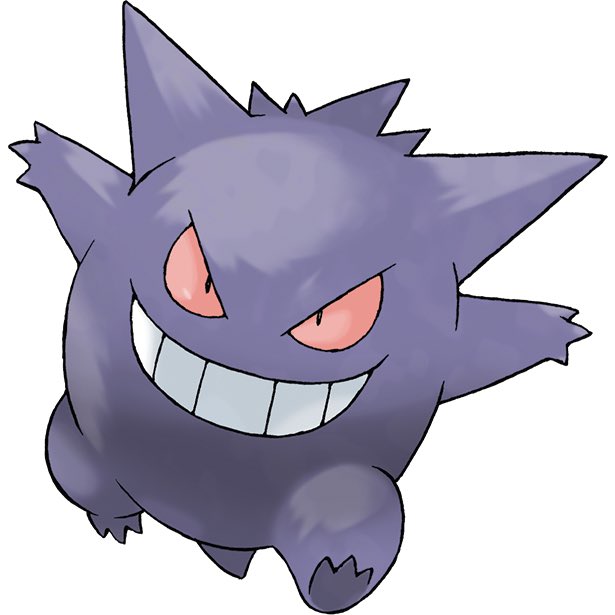 gengar pokemon (creature) no humans white background smile solo simple background grin  illustration images