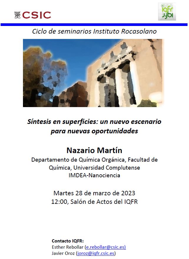 iqf_csic's tweet photo. #IQFRSeminario 
Síntesis en superficies: un nuevo escenario para nuevas oportunidades

🗣️ Nazario Martín @nazariolab @quimicasucm @IMDEA_Nano 
  
🗓️ Martes 28/03
🕛 12:00 h
📍 Salón de actos del #iqfr https://t.co/EhjfRxFArA