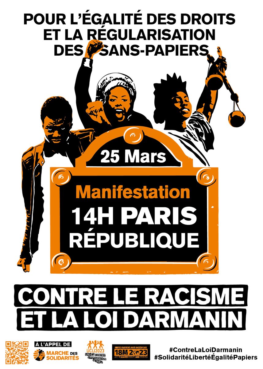 MSolidarites's tweet photo. "Il y aura bien une loi immigration". 
Mais elle ne sera pas discutée au Sénat la semaine prochaine. Macron veut seulement gagner du temps. Il espère que nous quittions la rue et la grève. 

📅Paris 14h place samedi 25 mars nous manifesterons depuis la place de la République ! https://t.co/Nk35u9HSSx