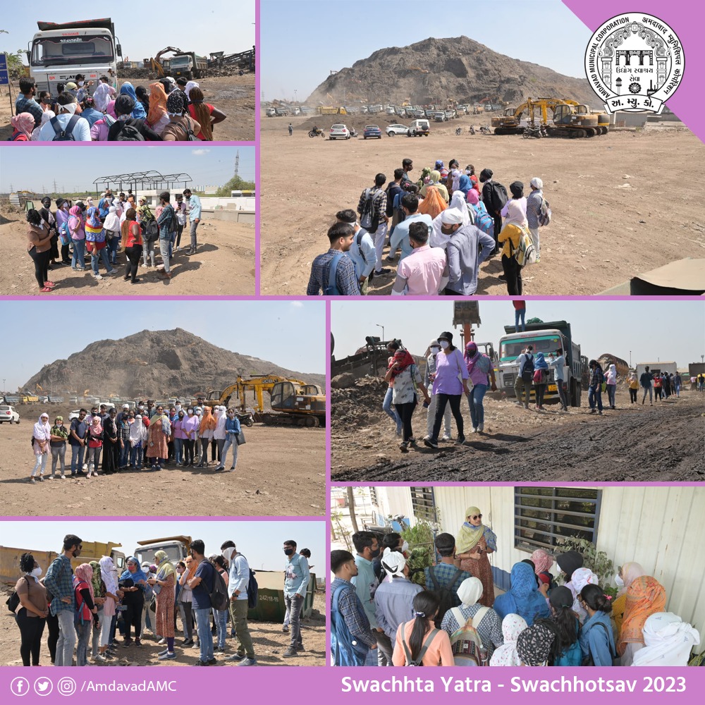Journalism Department students from Gujarat University took part in Swachhata Yatra as part of Swachhotsav 2023 and visited the Pirana Dump Biomining site today. They learned about the importance of protecting our environment and the potential of biomining technology.
