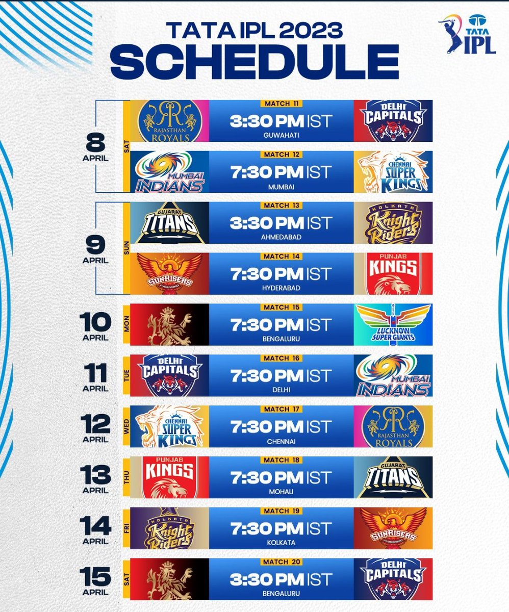 AbhaySharma1924's tweet photo. #TATAIPL 
🤙IPL SCHEDULE 🔥
       ✉️Save this Dates😍
#IPL2023
#IPLtickets #ChennaiSuperKings 
#IPLonJioCinema #WatchIPL #royalchallengersbangalore #MumbaiIndians #MSDhoni😍 https://t.co/tGkLCqxN6Q