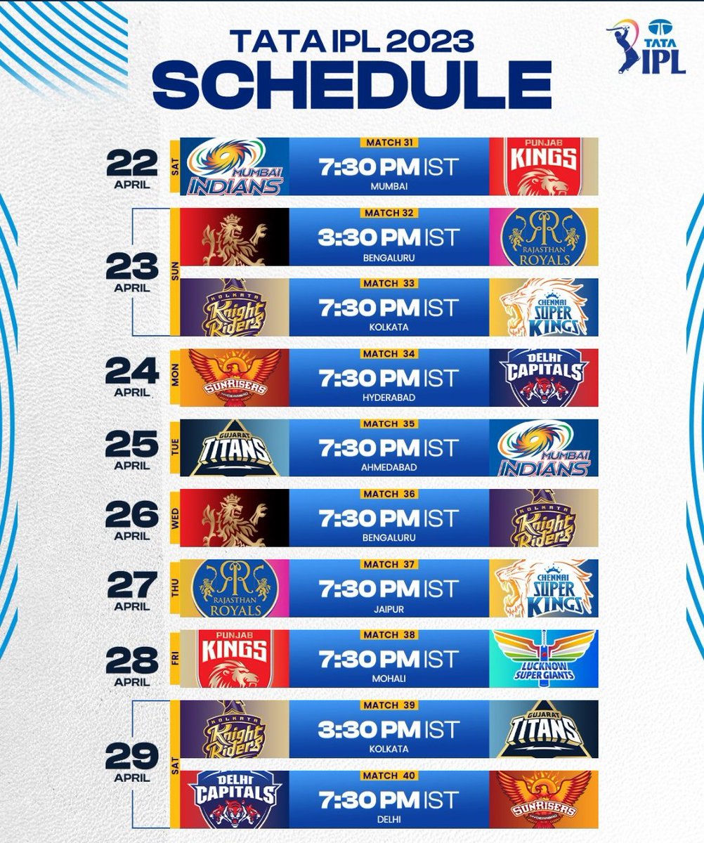 AbhaySharma1924's tweet photo. #TATAIPL 
🤙IPL SCHEDULE 🔥
       ✉️Save this Dates😍
#IPL2023
#IPLtickets #ChennaiSuperKings 
#IPLonJioCinema #WatchIPL #royalchallengersbangalore #MumbaiIndians #MSDhoni😍 https://t.co/tGkLCqxN6Q