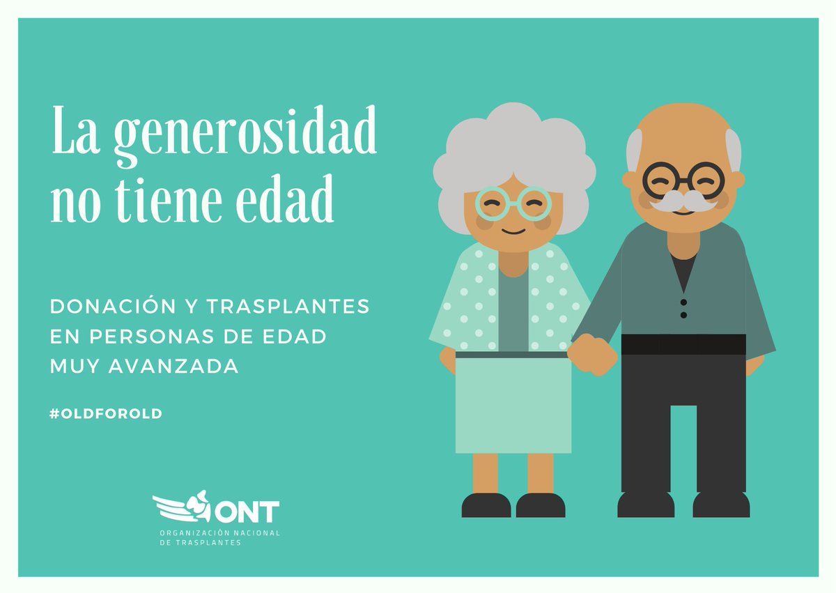 💡La #donación de órganos y el #trasplante no entienden de edad 

✔️El donante más longevo registrado en España hasta hoy tenía 94 años.

✔️El año pasado, más de la mitad de los donantes eran mayores de 60. 

💪Súmate al movimiento <a href="/ONT_esp/">Organización Nacional de Trasplantes</a> y #Dejahuella
