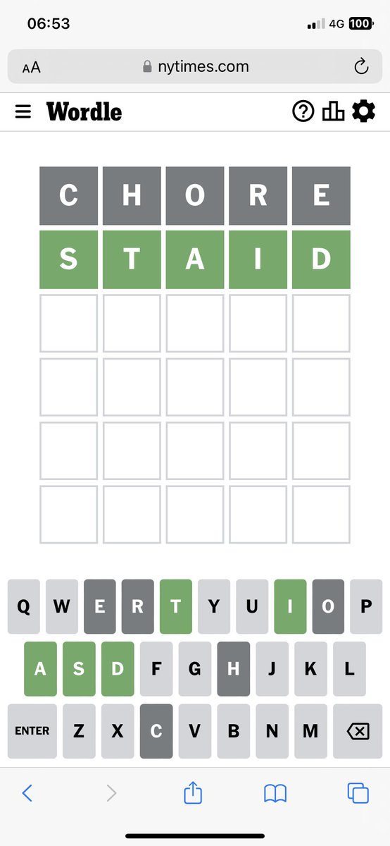 SallyCh13's tweet photo. @paul_zeb yesterday’s Wordle!! Just call me a bloody genius 😂🤪🙌🏻🤓 https://t.co/FaL4mYPTAI