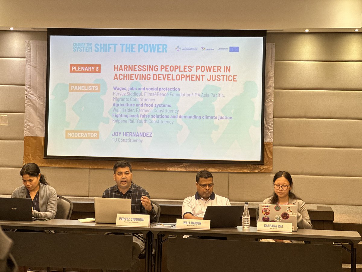 ARROW_Women's tweet image. Youth speaker Kalpana Rai of @BeijingBbc highlighting young people’s demands for #climatejustice from the Youth Forum at the #APPFSD2023. #PeoplesForum2023