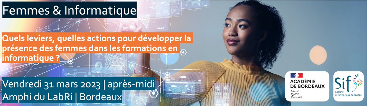 SocInfoFr's tweet photo. 🚺 Femmes & Informatique 🚺
📅 Vendredi 31/03 | ⏰ Après-midi |📍 Bordeaux
👉 https://t.co/sXB5naXHzD https://t.co/jksro4fqRl