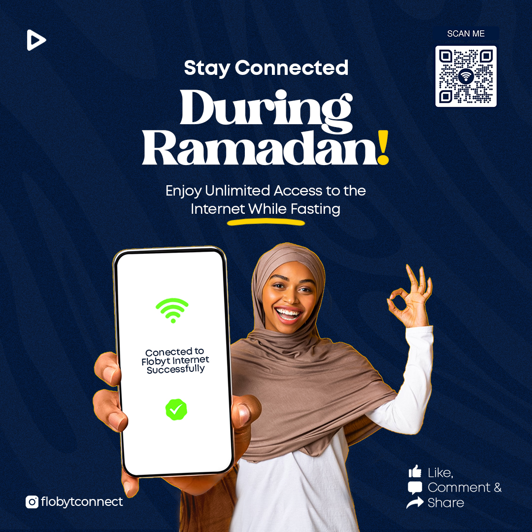 flobyt's tweet photo. Stay connected with Flobyt and make the most of your time with loved ones, friends, and family - with Flobyt, you can stay connected without breaking the bank. Ramadan Kareem!!! #FreeWifi #Nigeria #Flobyt #Internet #SuperFast #Seamless #DonJazzy https://t.co/9XlgvyYurS