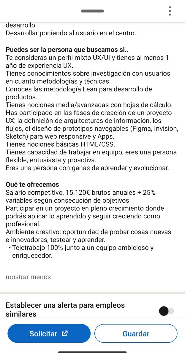 salario competitivo: el SMI 🤡🤡
#vistoenlinkedin #ofertadetrabajo #uxuidesigner