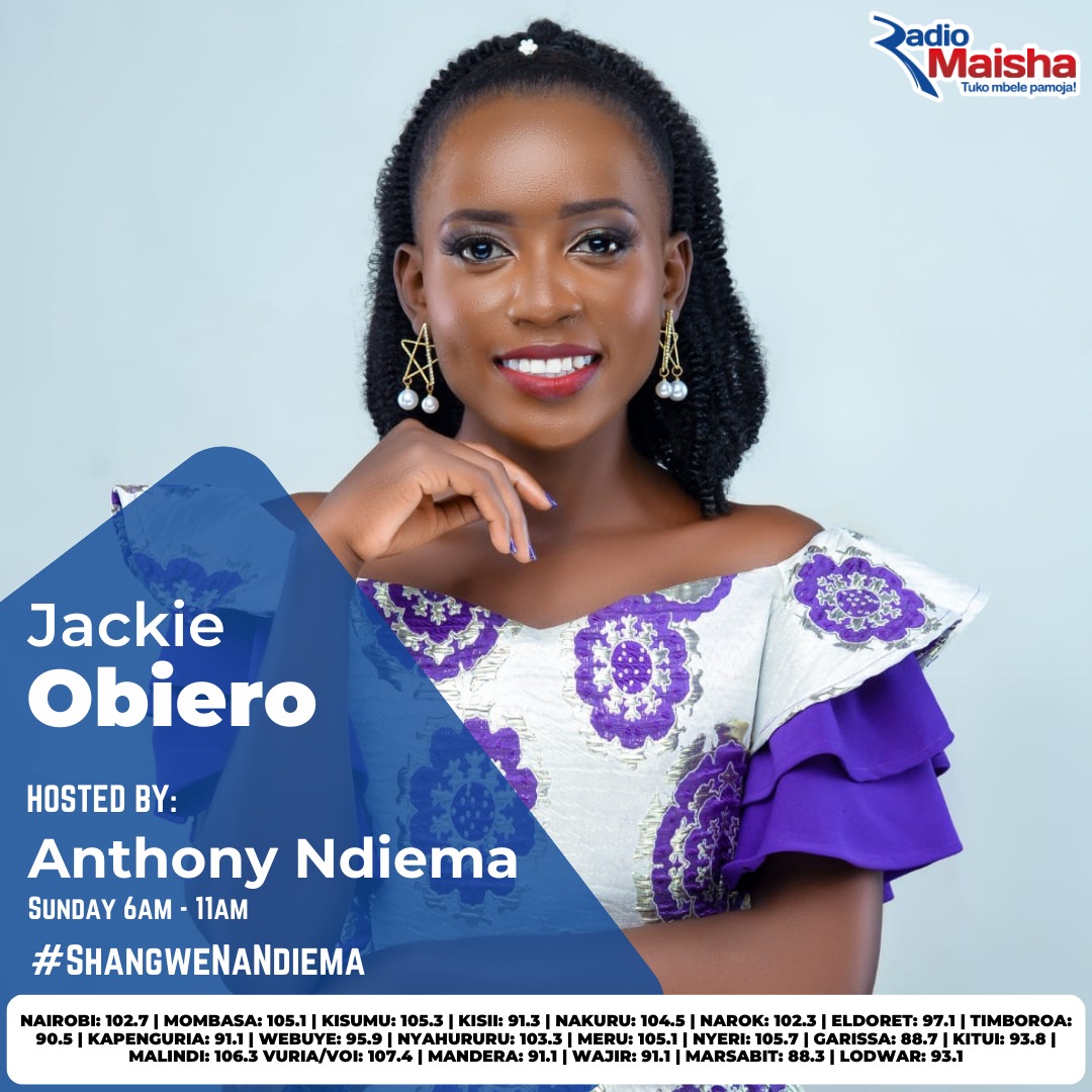 Catch Jackie M Obiero  this Sunday from 8am <a href="/radiomaisha/">Radio Maisha</a>  to know more about her ministry journey.hosted by <a href="/antondiema/">Anthony Ndiema</a>
youtu.be/7X0mZbdrlQU
#hakunausilowezaexperience
#Fanikishatalanta