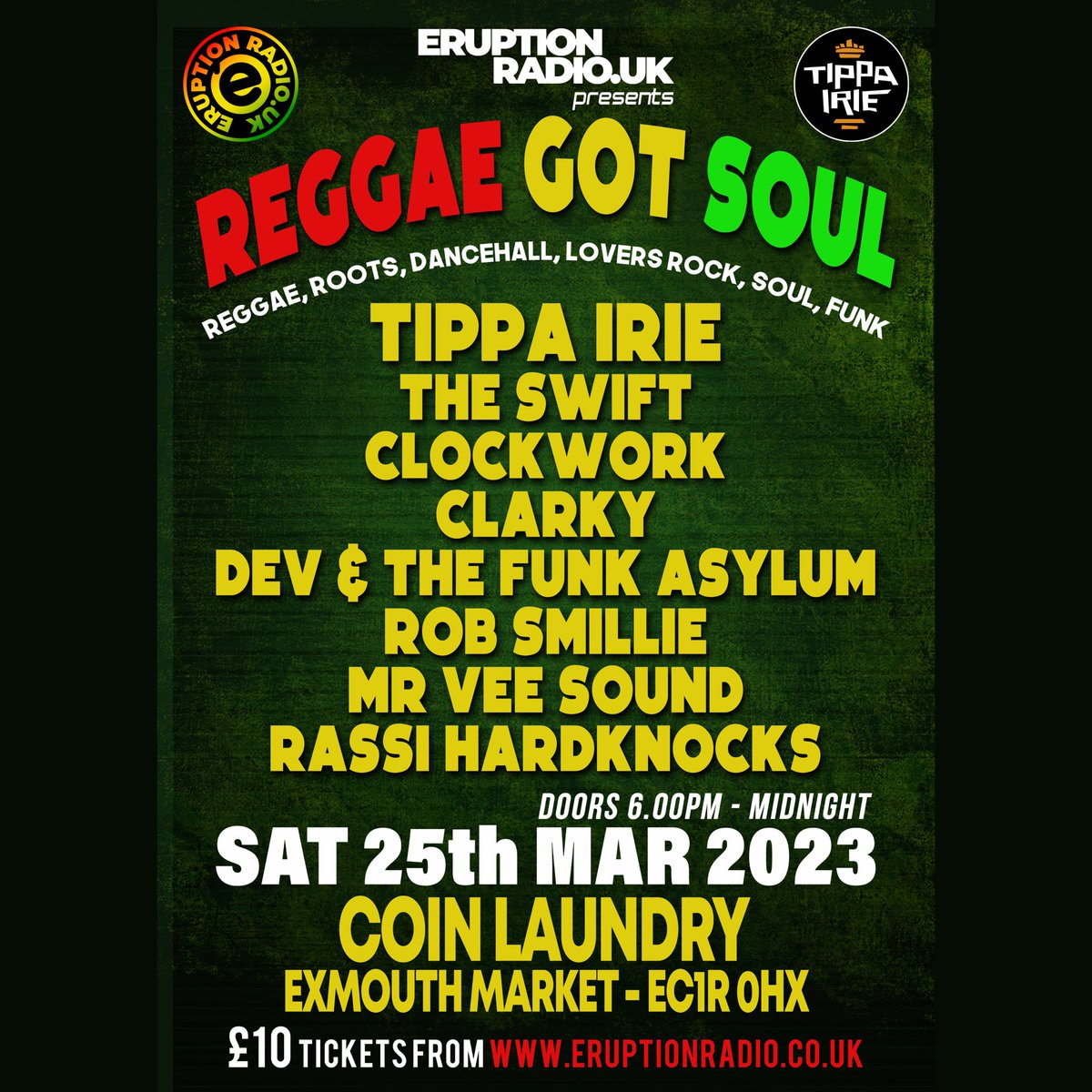 Reggae Got Soul will be taking place tomorrow night at the @coinlaundryem a few tickets are left . Head over to eruptionradio.uk to pick one up 🔈🔈🔈 #reggae #roots #soul #funk #loversrock #dance #london