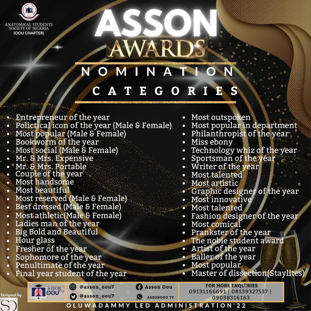 oou_asson7's tweet photo. 7 days to ASSON DINNER & AWARD NIGHT🔥😁🤩
#assonweek’23
#Oluwadammyledadministration’22 #assonoou #oachs #oou https://t.co/AmXMftFV1l