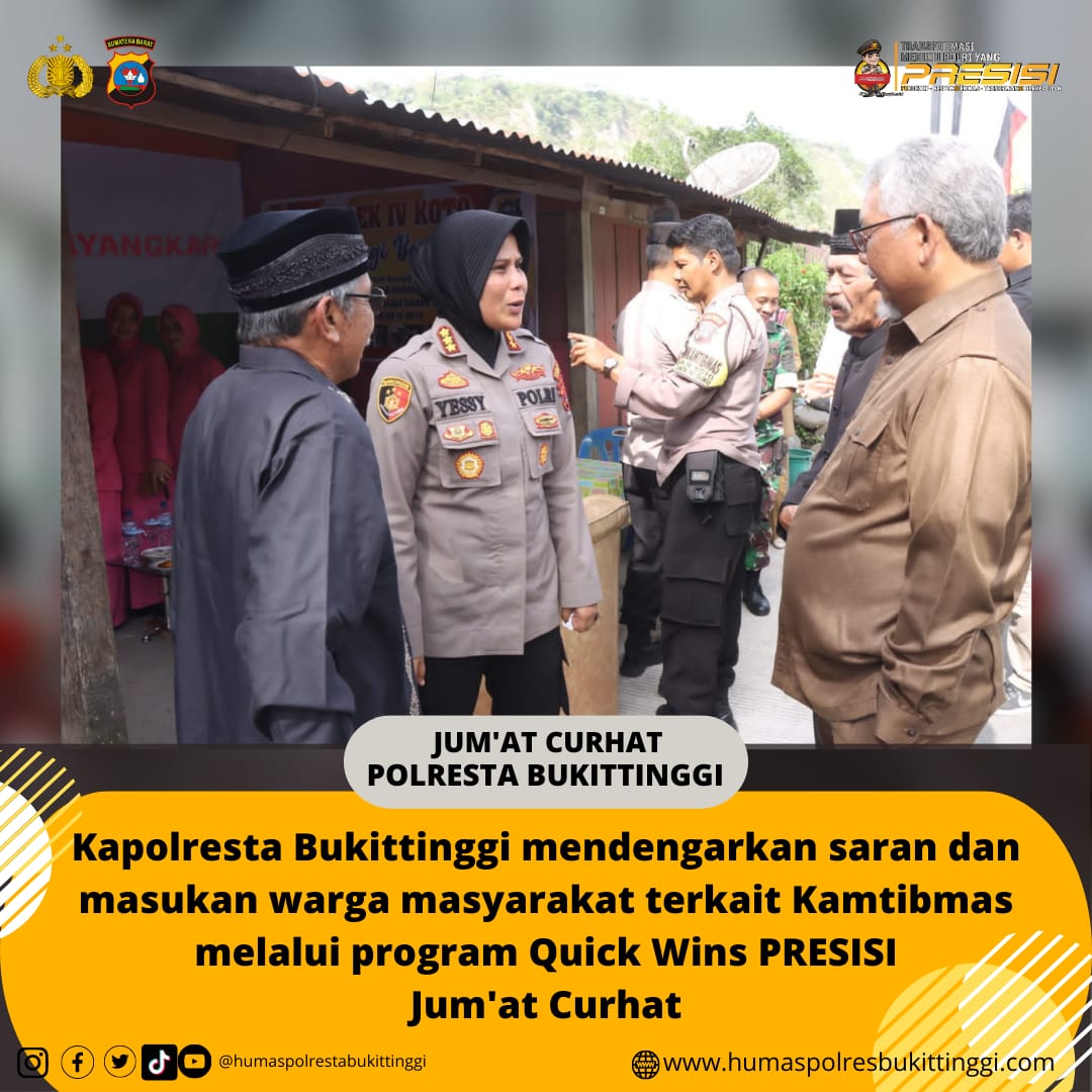 NofirwanA's tweet photo. mendengarkan aspirasi masyarakat terkait Kamtibmas melalui Program Quick Wins PRESISI  Jum'at Curhat

#polrestabukittinggi #jumatcurhat #poldasumbar #divisihumaspolri #quickwinspresisi #restabkt https://t.co/5TPR06bYFX
