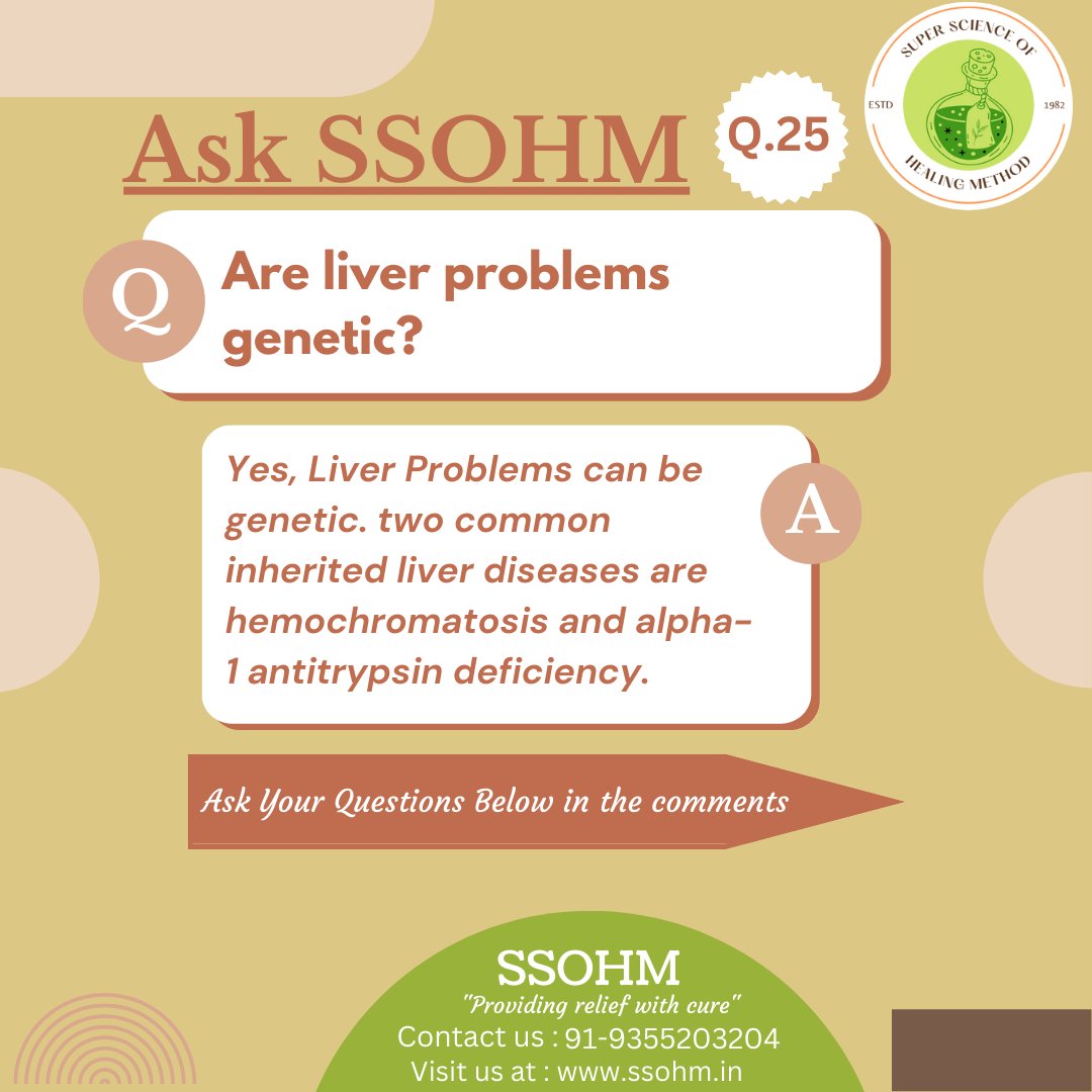 Are Liver problems genetic?
Do follow us and for more information, you can call us on 91-9355203204 or visit us at ssohm.in
#medicine #health #medicaleducation #gastroenterology #gastro #gallbladder #LiverProblems #liverhealthcare