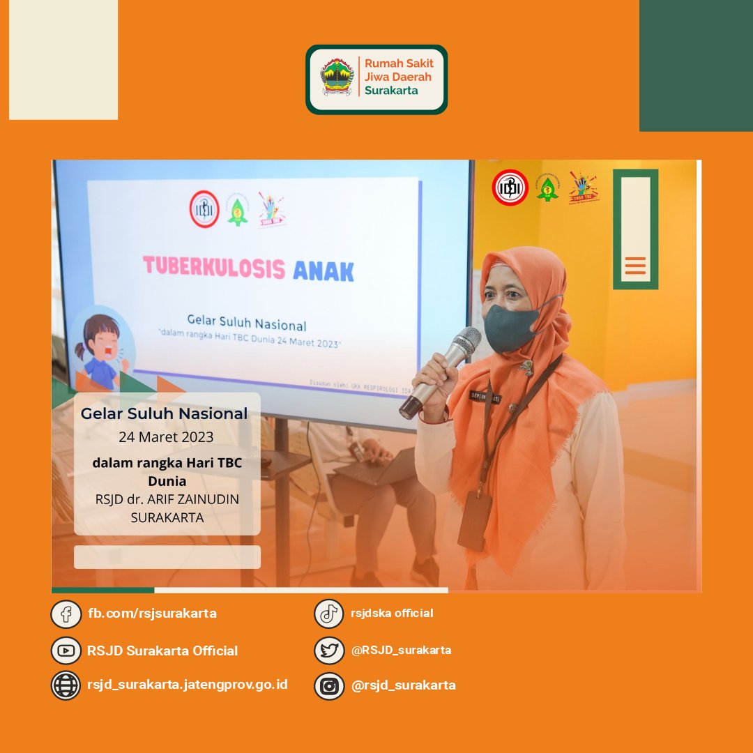 RSJD_Surakarta's tweet image. Gelar Suluh Nasional dalam rangka Hari TBC Sedunia oleh Tim TB RSJD Surakarta, Jumat (24/3).

TOSS TBC Temukan Obati Sampai Sembuh Tuberkulosis

#pkrs #rsjddraz #rsjdaz #rsjdsurakarta #rumahsakitkeren #melayanilebihbaik