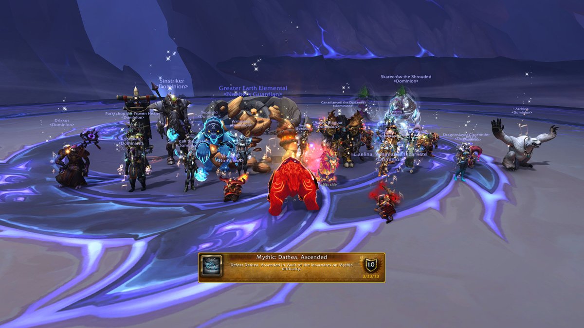 DominionWoW's tweet photo. 6/8 Mythic! Double Caked Up Dathea Decidedly Downed https://t.co/qHJCdnMB7k