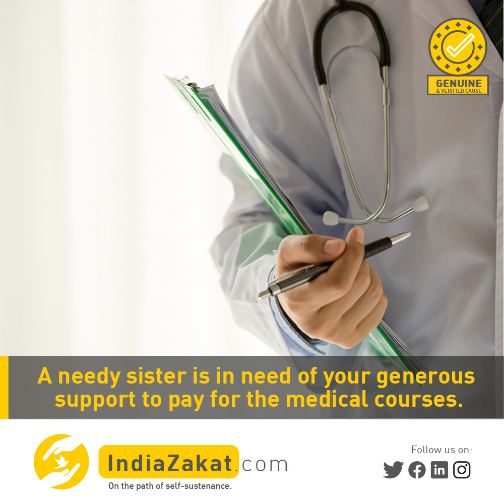 Sister Fauzia is a single mother whose daughter is studying BSc in Nursing. She had saved money for her studies but due to some personal issues, all her savings are used. She is the only earning member to look after her family &amp; needs our help
Donate today indiazakat.com/campaign/11699