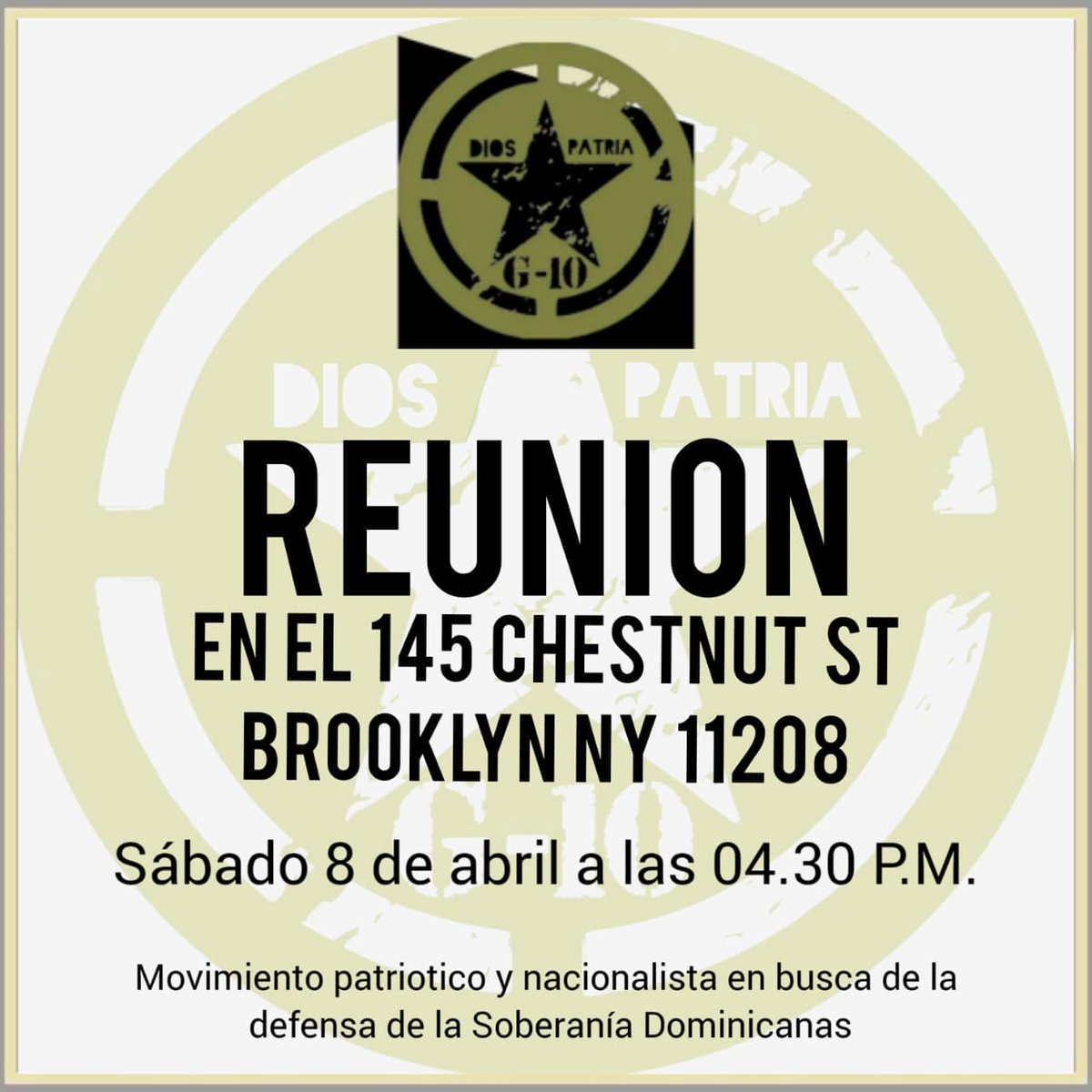 FrancisG_10's tweet photo. Están todos invitados a esta reunión  en #brooklyn #ny donde les damos información sobre el parte del trabajo que hemos llevado acabo y seguiremos llevando.

Sabrás la pregunta que + nos hacen que es por que nos llamamos G-10 y muchas otras cosas.
 Dios y Patria https://t.co/L7yyqgJfze