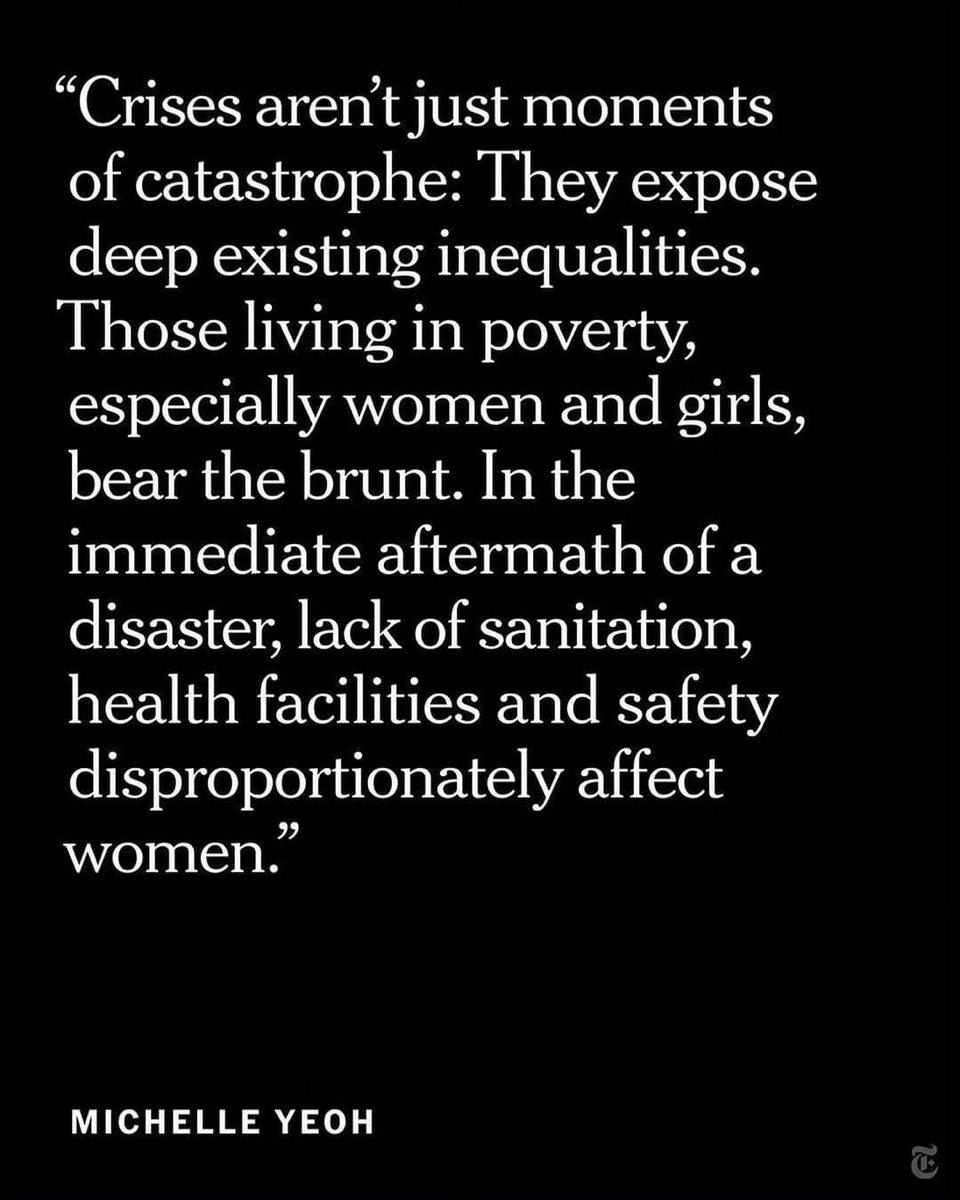 KungFuNuns's tweet photo. “To fully recover from a disaster and be prepared for the next one, the specific needs of women and girls must be factored into the humanitarian response," Michelle Yeoh writes. #repost #michelleyeoh #nytopinion https://t.co/NyoHJS85T4