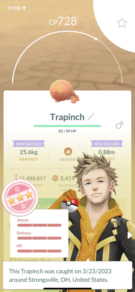 JudgementalMonk's tweet photo. Wow just hatched this 100% Trapinch!! https://t.co/dFVlYErf3G