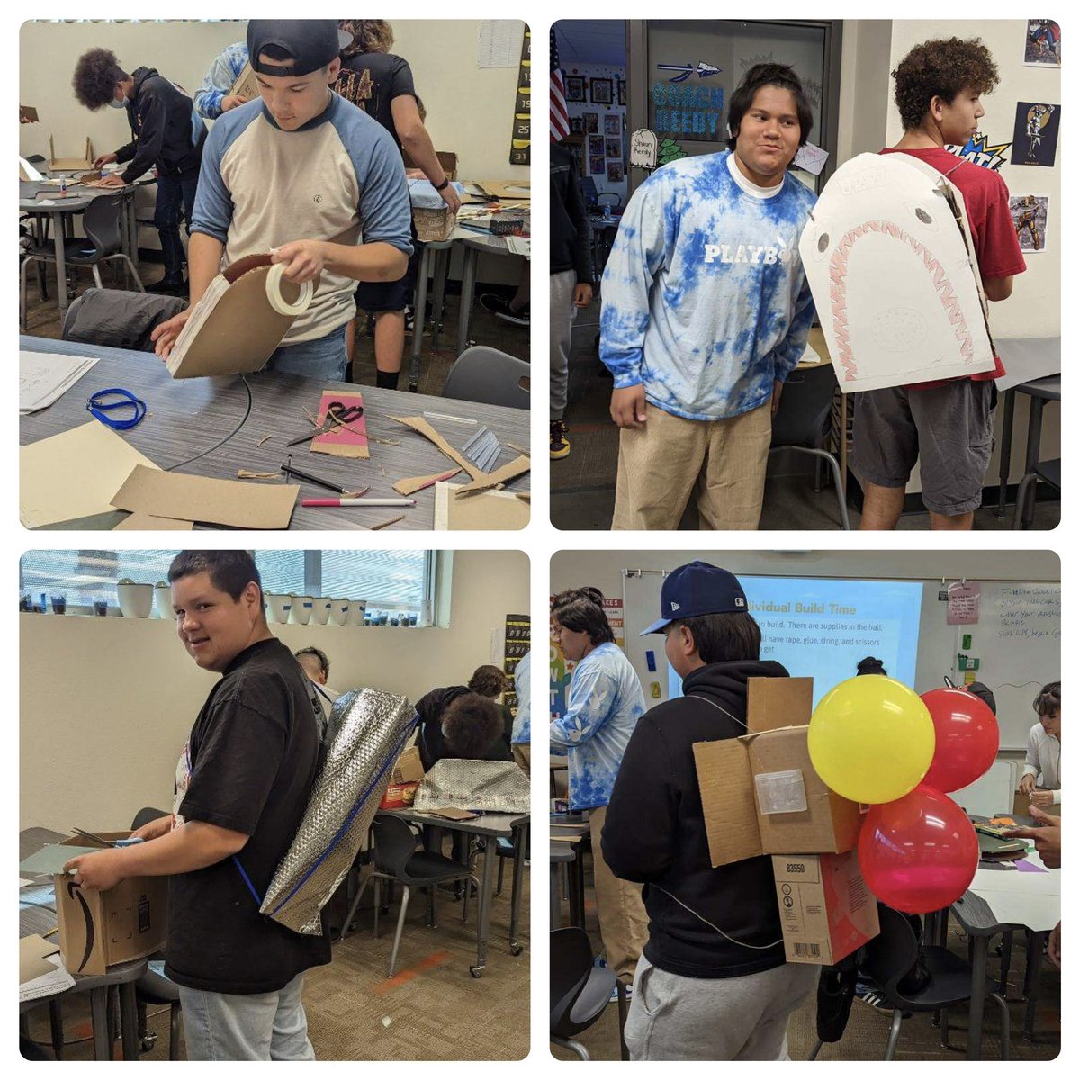 WWstemcademy's tweet photo. Block schedule days are Great Day’s for Engineering Design Cylces.  Today our students interviewed classmates and design prototypes for a Better Backpack with recycled materials. Our kids crushed it!  #EDP  #empathy https://t.co/bcUIn86sWT