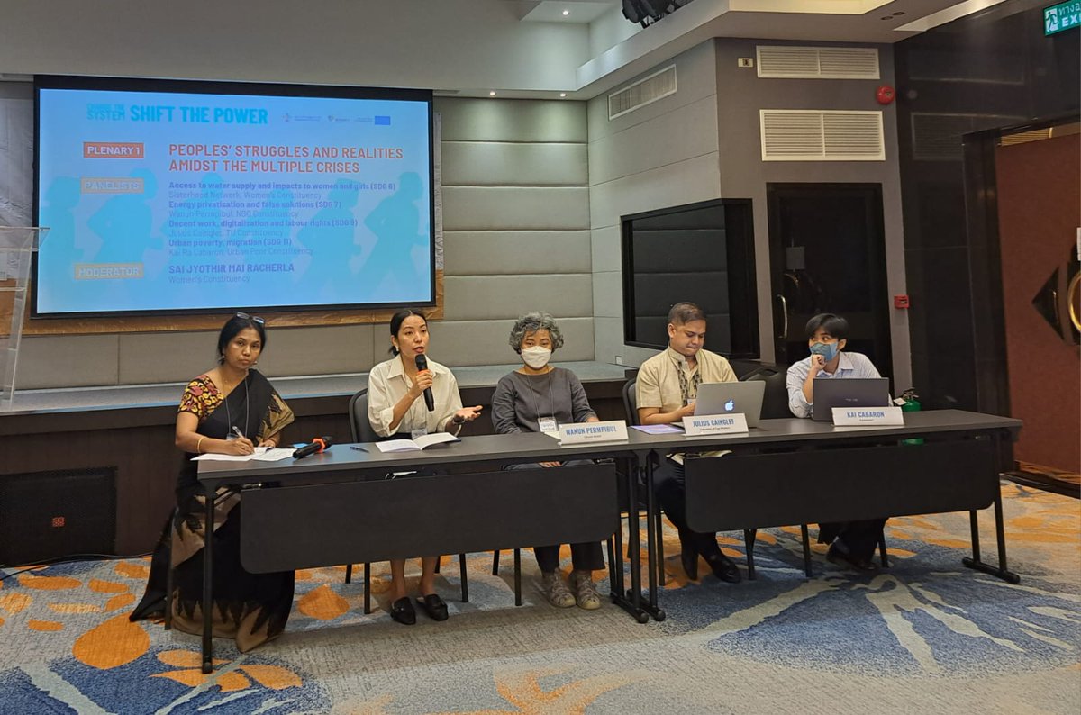 AP_RCEM's tweet image. We are now on the first plenary session of the #APPFSD2023. In this session, we will present &quot;peoples’ struggles and realities amidst the multiple crises&quot; and unpack the systemic barriers to #DevelopmentJustice and the root causes of uneven development and worsening inequality.