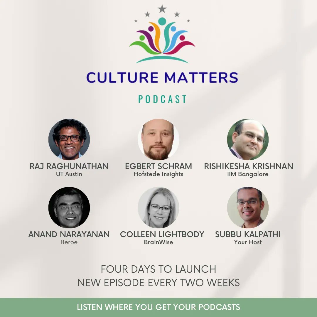 Subu_KS's tweet photo. In the first few episodes, we'll cover
👉 Culture and Employee Happiness 
👉 What is culture anyway? 
👉 The 4-day workweek + its impact on culture
👉 Building a culture of innovation
👉 When leaders become coaches 
@rishikesha @rajadon @EgbertSchram @BrainGuruSA Anand Narayanan https://t.co/ssCYSieBP9