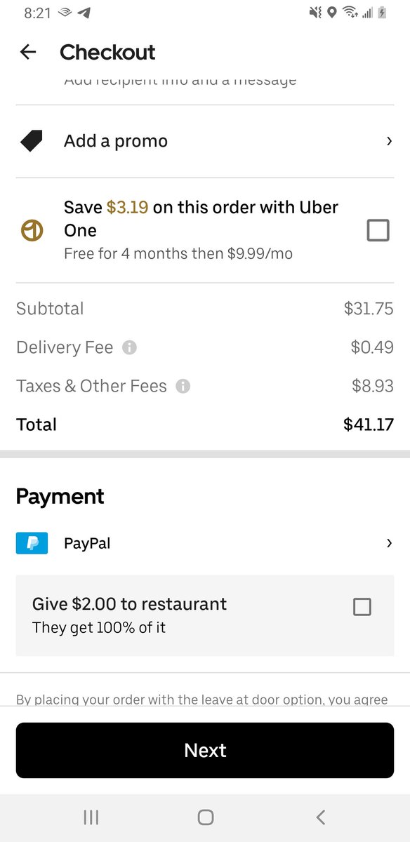 lavenderrpages's tweet photo. @TheSarahFader @Instacart @UberEats okay so i ordered a pizza just now and @UberEats added 30% of the cost of my pizza in fees. THIRTY PERCENT NOT INCLUDING THE TIP. i am a mom and cannot go pick food up right now. this is insane that anyone should have to pay this https://t.co/S4wDIZZMjy