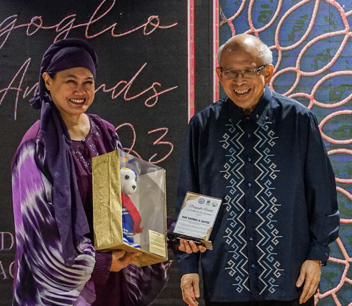 Congratulations to the Bergoglio Awardees for 2023 
Bae Samira Gutoc - Excellence in Good Governance